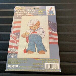 New Janlynn Cross Stitch Kit Cherished Teddies Bob USA 5x7 C13